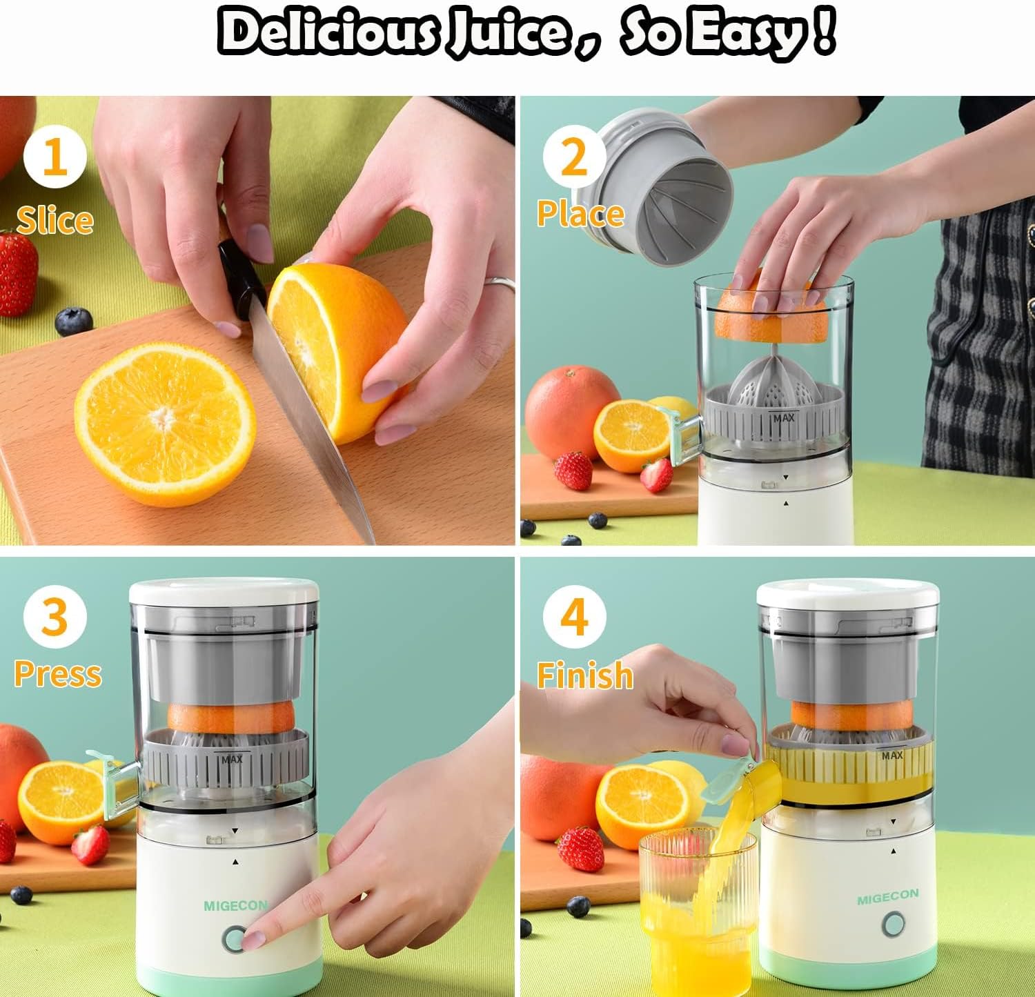 Hands-Free Portable USB Charging Cordless Electric Juicer