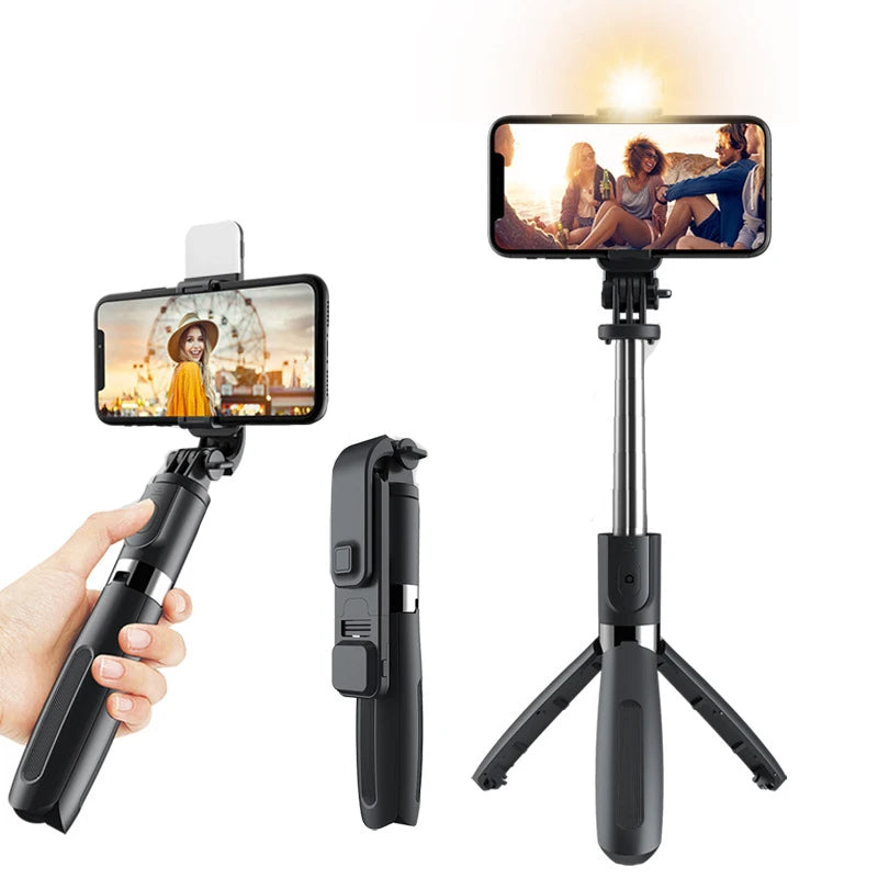 Bluetooth Wireless Selfie Stick Tripod Extendable With Flash Light